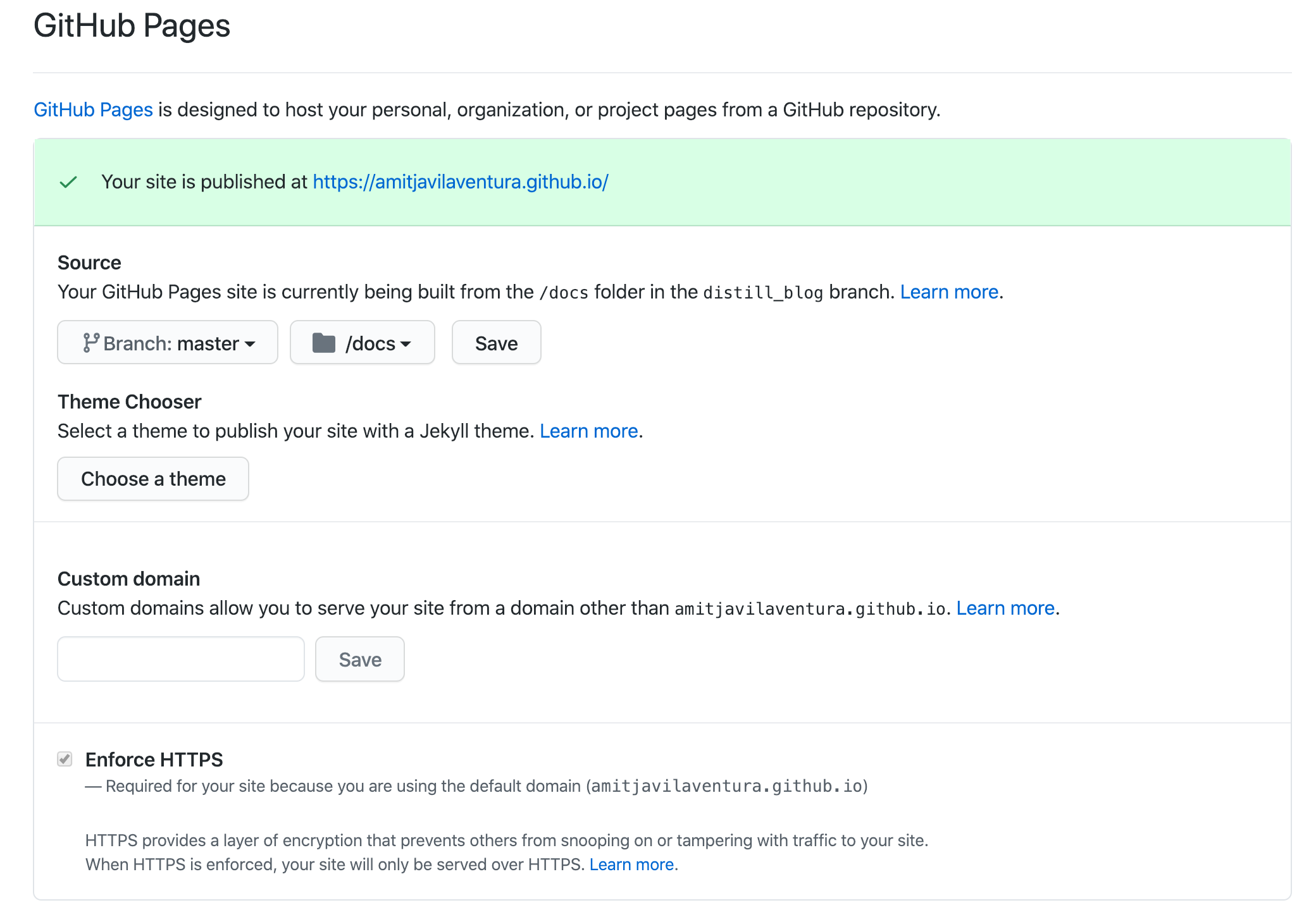 Figura 5. Configurar el repositori de GitHub per allotjar una pàgina web.